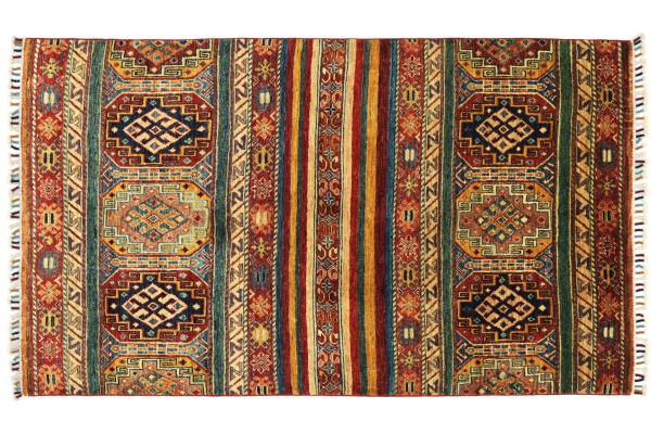 Afghan Ziegler Khorjin 180x119 Handgeknüpft Orientteppich 120x180 Beige Floral Wolle