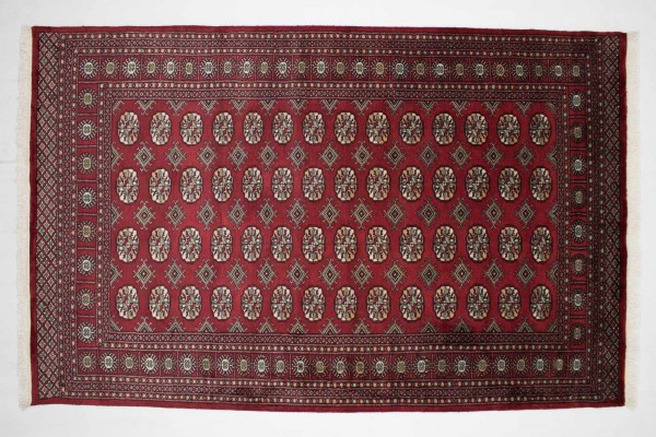 Pakistan Buchara 246x157 Handgeknüpft Teppich 160x250 Rot Geometrisch Muster Kurzflor