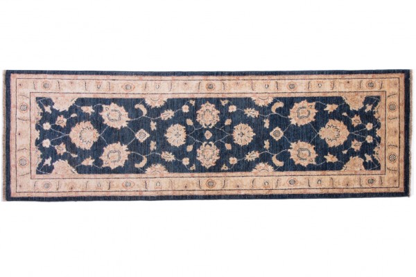 Afghan Chobi Ziegler 247x80 Handgeknüpft Teppich 80x250 Läufer Beige Blumenmuster