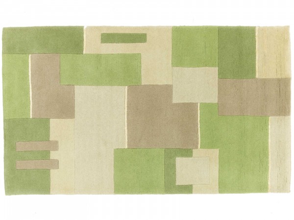 Nepal 160x94 Handgeknüpft Teppich 90x160 Grün Geometrisch Muster Kurzflor Orient Rug