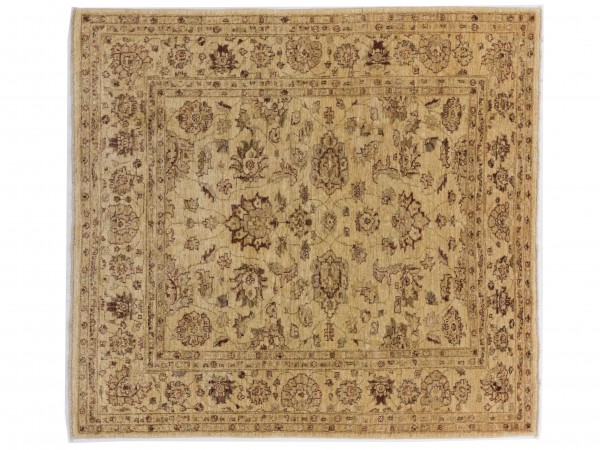 Afghan Chobi Ziegler 180x170 Handgeknüpft Teppich 170x180 Quadratisch Beige