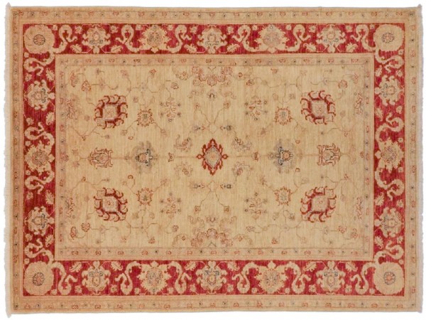 Afghan Chobi Ziegler 227x158 Handgeknüpft Teppich 160x230 Rot Blumenmuster Kurzflor