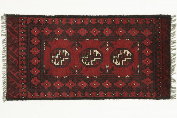 Afghan Andkhoi Aqcha 100x50 Handgeknüpft Teppich 50x100 Rot Geometrisch Muster Kurzflor