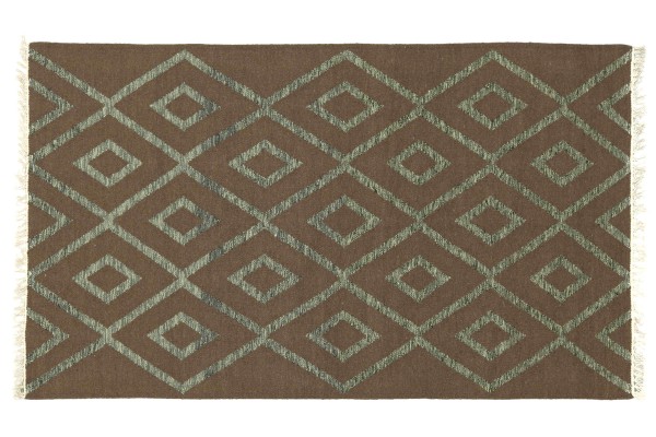 Kelim 180x120 Handgewebt Teppich 120x180 Braun Geometrisch Muster Handarbeit Orient