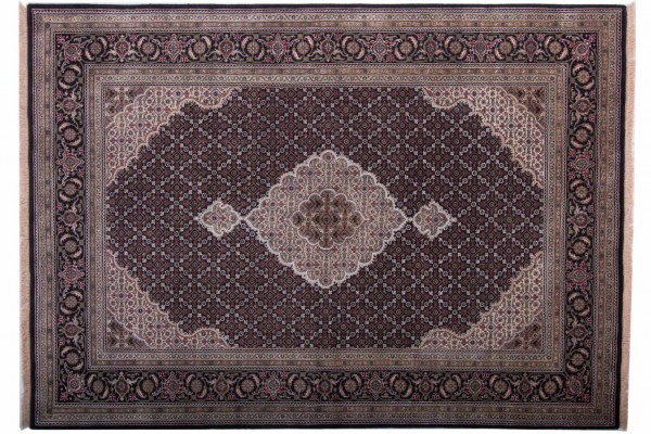 Tabriz 244x174 Handgeknüpft Teppich 170x240 Schwarz Orientalisch Kurzflor Orient Rug