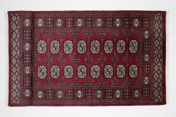 Pakistan Silk Touch 152x91 Handgeknüpft Teppich 90x150 Rot Orientalisch Kurzflor Orient