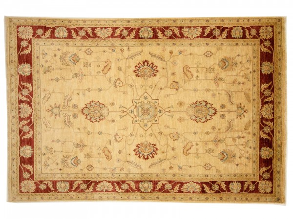 Afghan Chobi Ziegler 249x167 Handgeknüpft Teppich 170x250 Beige Blumenmuster Kurzflor