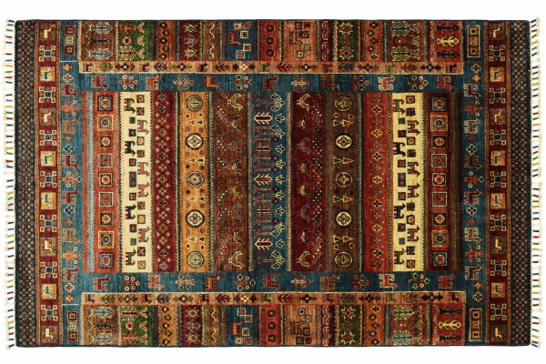 Afghan Ziegler Khorjin Nomaden 179x126 Handgeknüpft Orientteppich 130x180 Braun