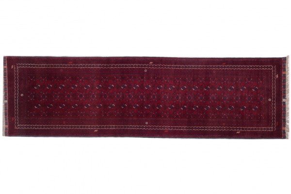 Afghan Kunduz 285x82 Handgeknüpft Teppich 80x290 Läufer Rot Orientalisch Kurzflor
