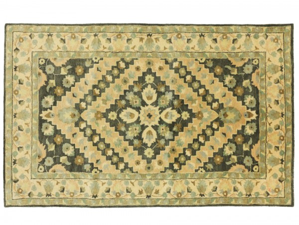 Handgefertigter Teppich 244x152 Handgetuftet Handarbeit 150x240 Grün Blumenmuster