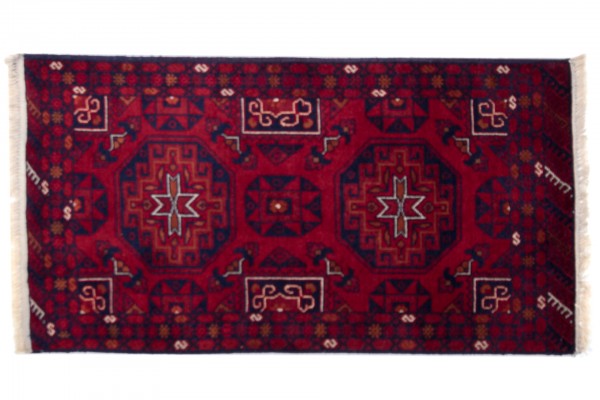 Afghan Belgique Khal Mohammadi 100x50 Handgeknüpft Teppich 50x100 Braun Geometrisch