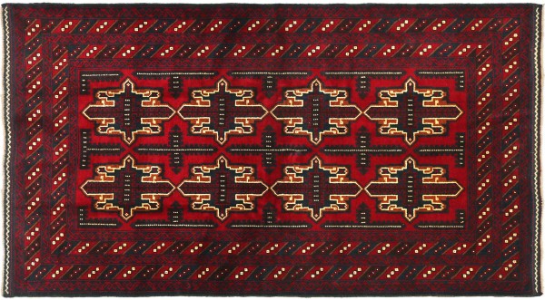 Afghan Belutsch Baluch 186x120 Handgeknüpft Orientteppich 120x190 Rot Durchgemustert