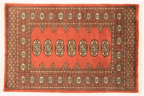 Pakistan Buchara 118x78 Handgeknüpft Teppich 80x120 Orange Geometrisch Muster Kurzflor