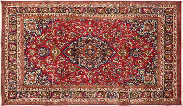 Perser Teppich 295x194 Handgeknüpft Orientteppich 190x300 Rot Medaillon Wolle Kurzflor