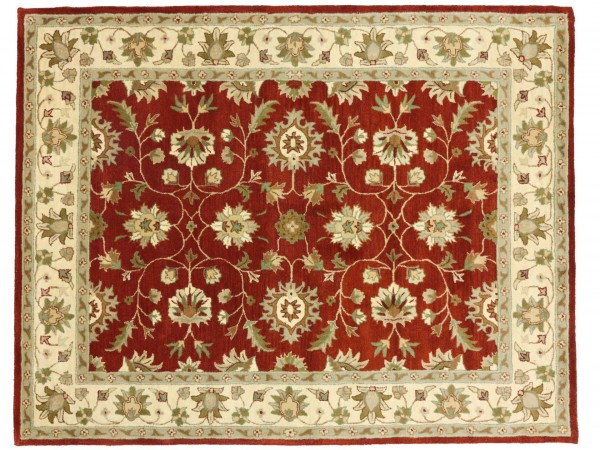 Handgefertigter Teppich 300x240 Handgetuftet Handarbeit 240x300 Rot Geometrisch Muster