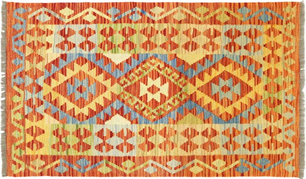 Afghan Maimana Kelim Bunt 118x78 Handgewebt Teppich 80x120 Bunt Geometrisch Orient