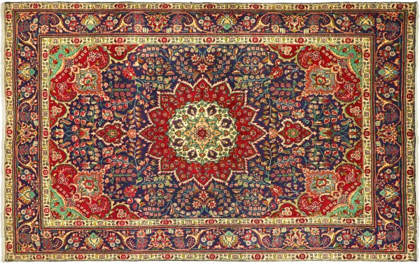 Perser Tabriz 295x208 Handgeknüpft Orientteppich 210x300 Rot Spiegelmuster Wolle
