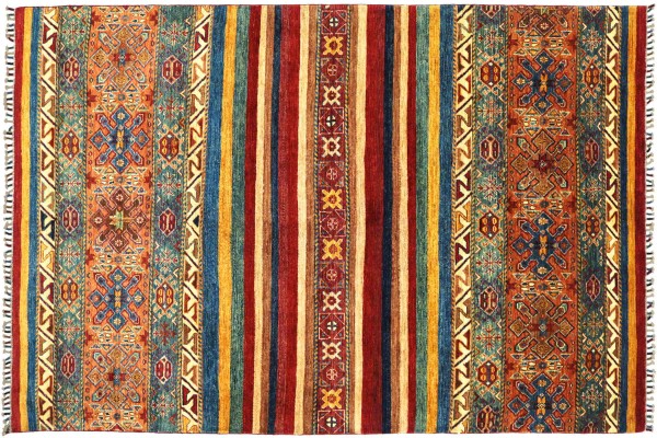 Afghan Khorjin Shaal 264x170 Handgeknüpft Orientteppich 170x260 Rot Streifen Wolle