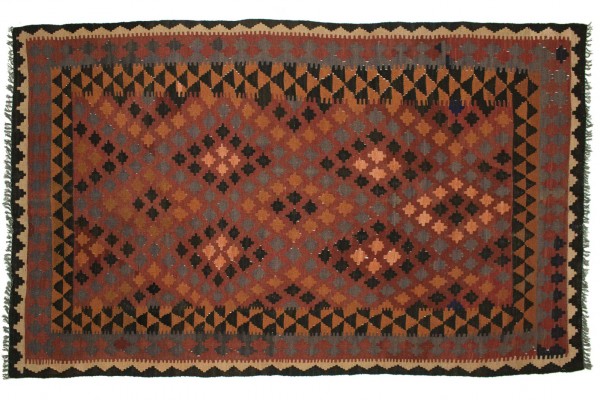Afghan Maimana Kelim 245x157 Handgewebt Teppich 160x250 Mehrfarbig Geometrisch Muster