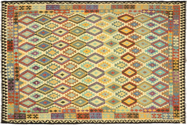 Afghan Maimana Kelim Bunt 345x258 Handgewebt Teppich 260x350 Bunt Geometrisch Orient