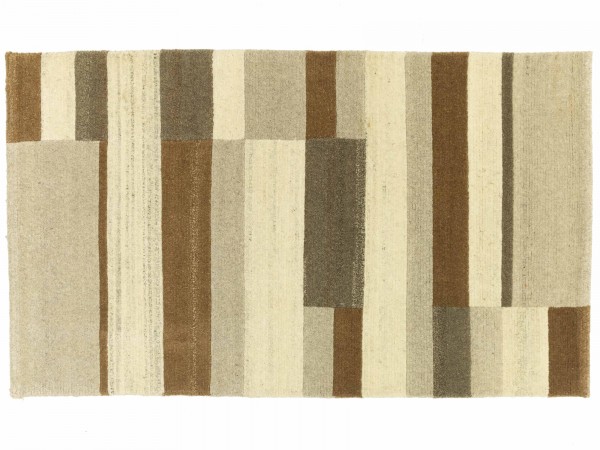 Nepal 158x93 Handgeknüpft Teppich 90x160 Beige Geometrisch Muster Kurzflor Orient Rug