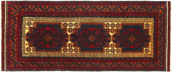 Afghan Belutsch Baluch 213x97 Handgeknüpft Orientteppich 100x210 Beige Geometrisch