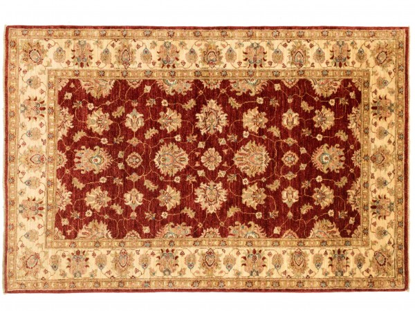 Afghan Chobi Ziegler 178x118 Handgeknüpft Teppich 120x180 Rot Blumenmuster Kurzflor
