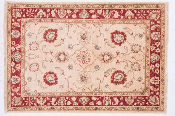 Afghan Chobi Ziegler 145x102 Handgeknüpft Teppich 100x150 Rot Blumenmuster Kurzflor