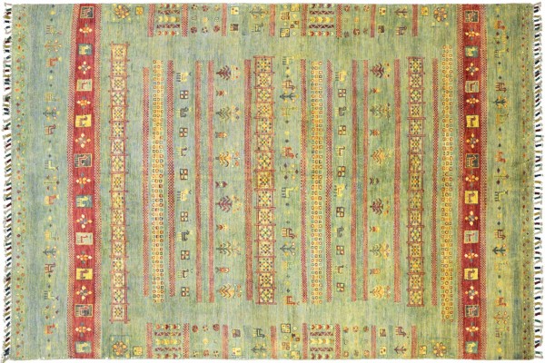 Afghan Ziegler Ariana Nomadenmuster 249x168 Handgeknüpft Orientteppich 170x250 Grün