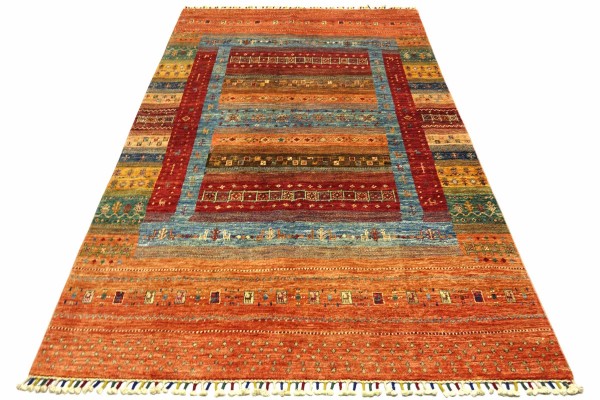 Afghan Ziegler Khorjin 252x173 Handgeknüpft Orientteppich 170x250 Orange Umrandung