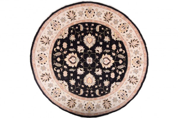 Afghan Chobi Ziegler Rund 245x241 Handgeknüpft Teppich 240x250 Quadratisch Schwarz