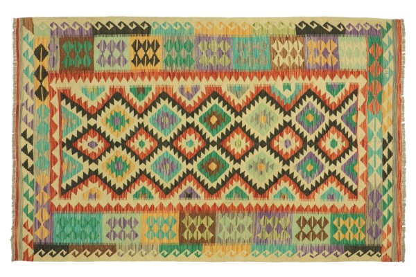 Afghan Maimana Kelim Bunt 228x165 Handgewebt Teppich 170x230 Bunt Geometrisch Orient