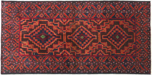 Afghan Belutsch Baluch 198x107 Handgeknüpft Orientteppich 110x200 Blau Geometrisch