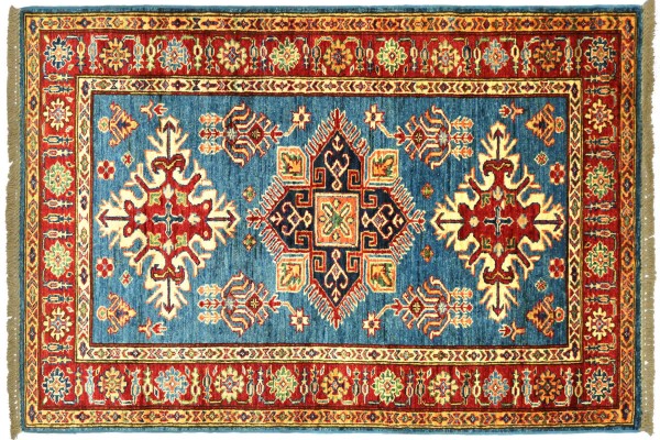 Afghan Kazak Fein 153x96 Handgeknüpft Orientteppich 100x150 Blau Umrandung Wolle