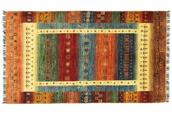 Afghan Ziegler Khorjin Nomaden 186x120 Handgeknüpft Orientteppich 120x190 Beige