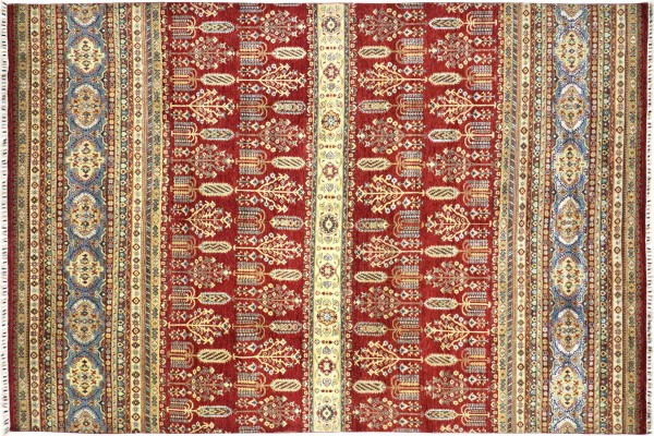 Afghan Ziegler Khorjin 372x262 Handgeknüpft Orientteppich 260x370 Bunt Floral Wolle