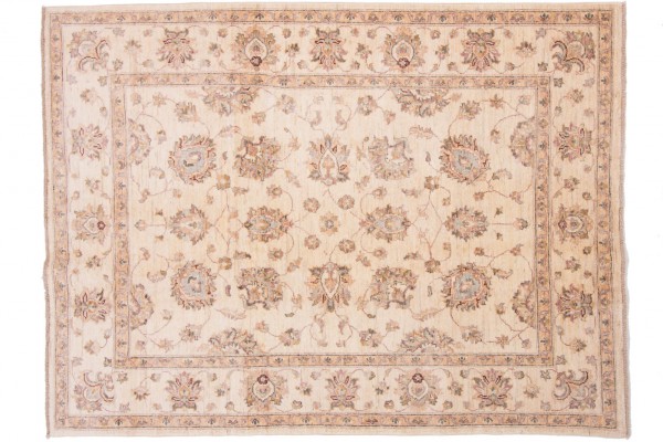Afghan Chobi Ziegler 198x148 Handgeknüpft Teppich 150x200 Beige Orientalisch Kurzflor