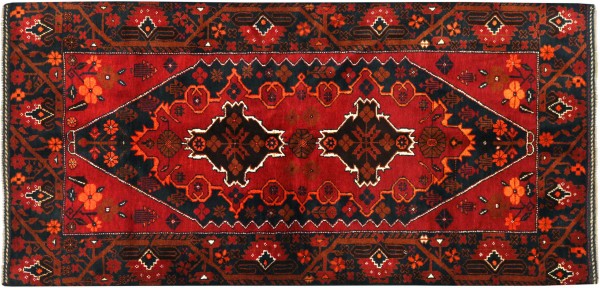 Afghan Belutsch Baluch 194x105 Handgeknüpft Orientteppich 110x190 Rot Geometrisch Wolle