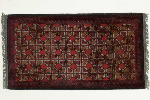 Afghan Khal Mohammadi 95x50 Handgeknüpft Teppich 50x100 Braun Geometrisch Muster