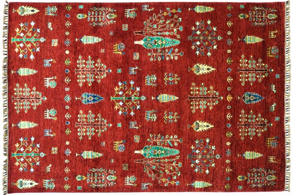 Afghan Ziegler Ariana Bäume 243x172 Handgeknüpft Orientteppich 170x240 Rot Floral Wolle