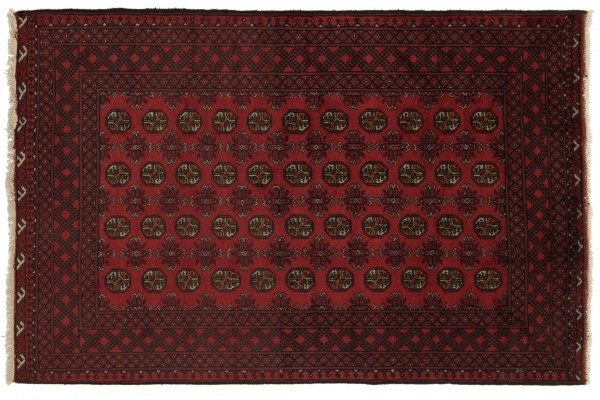 Afghan Aqcha 245x158 Handgeknüpft Teppich 160x250 Rot Geometrisch Muster Kurzflor