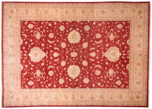Afghan Chobi Ziegler Fein 346x246 Handgeknüpft Teppich 250x350 Rot Orientalisch