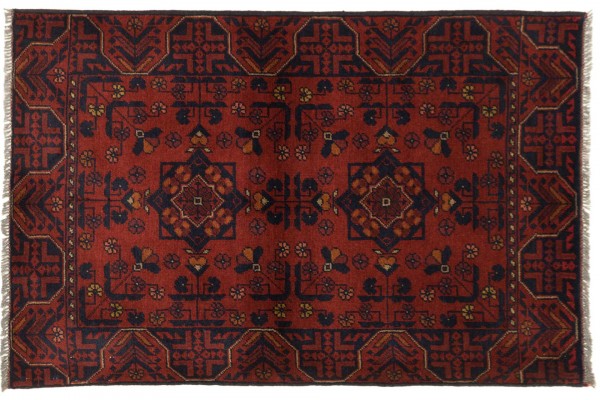 Afghan Khal Mohammadi 122x80 Handgeknüpft Teppich 80x120 Braun Geometrisch Muster