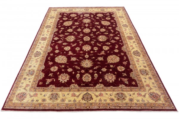 Afghan Chobi Ziegler 347x260 Handgeknüpft Teppich 260x350 Rot Blumenmuster Kurzflor