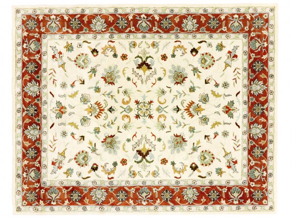 Handgefertigter Teppich 305x243 Handgetuftet Handarbeit 240x310 Weiß Blumenmuster