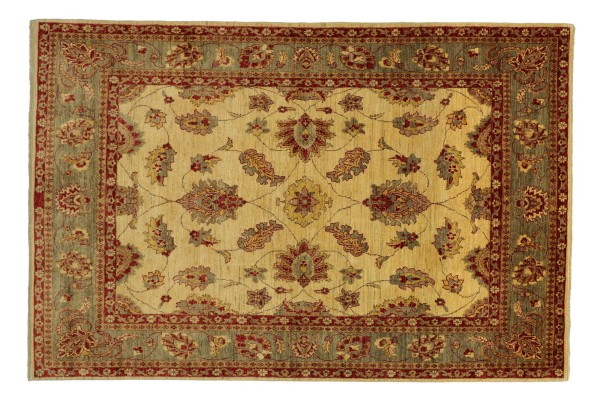 Afghan Chobi Ziegler 234x180 Handgeknüpft Teppich 180x230 Beige Floral Kurzflor Orient