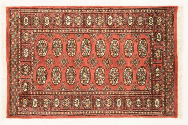 Pakistan Buchara 123x80 Handgeknüpft Teppich 80x120 Orange Geometrisch Muster Kurzflor