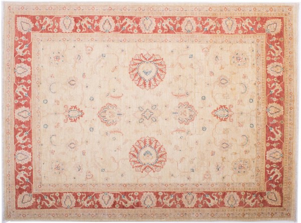 Afghan Chobi Ziegler Fein 193x144 Handgeknüpft Teppich 140x190 Beige Blumenmuster