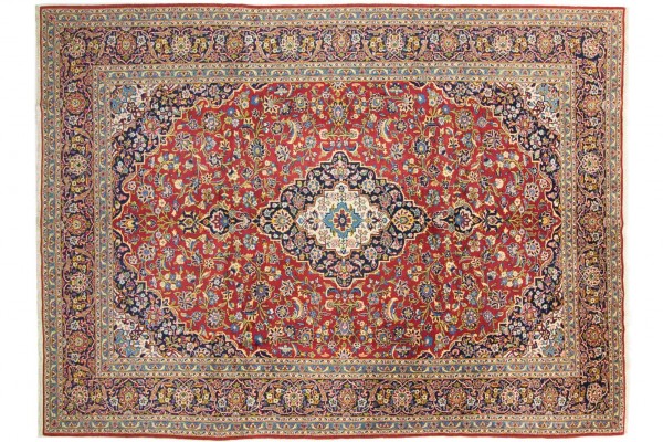 Perser Ardekan 355x253 Handgeknüpft Teppich 250x360 Rot Geometrisch Muster Kurzflor