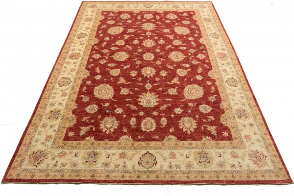 Afghan Chobi Ziegler 369x253 Handgeknüpft Teppich 250x370 Rot Orientalisch Kurzflor